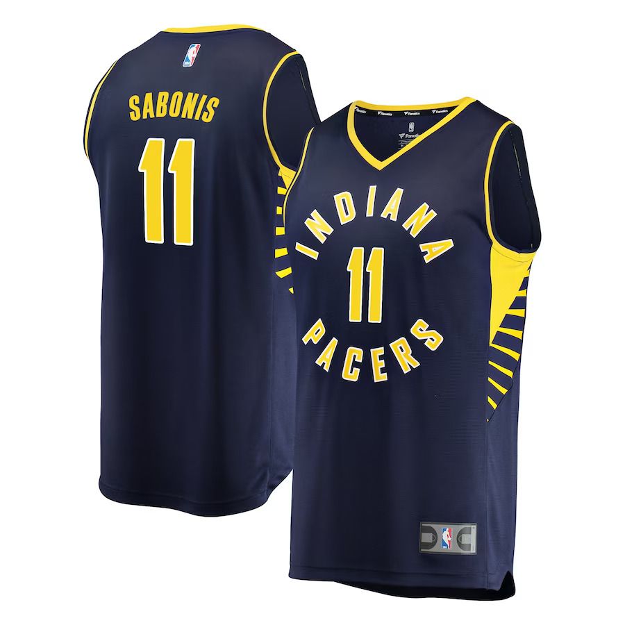 Men Indiana Pacers #11 Domantas Sabonis Fanatics Branded Navy Fast Break Replica Player NBA Jersey